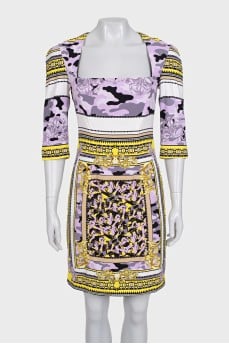 Printed dress with 3/4 sleeves