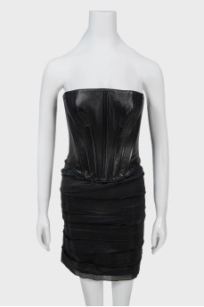 Black dress with leather corset
