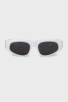 White sunglasses with brand logo