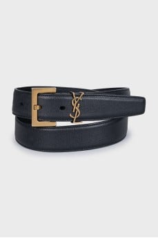 Black skinny belt with logo