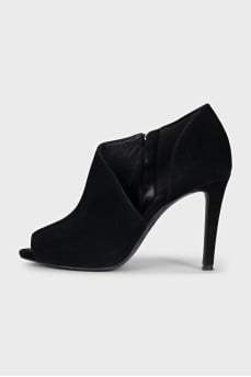 Black suede open-toe shoes