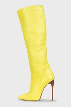 Bright yellow stiletto boots