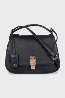 Black leather satchel