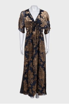 Blue floral print maxi dress