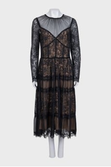 Black maxi dress with lace