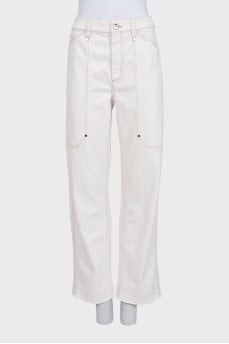 White jeans with accent seam