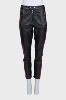 Black trousers with colored leather inserts