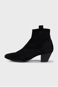 Black suede Cossack boots