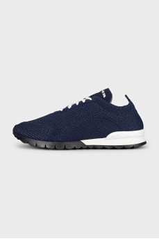 Blue mesh textile sneakers