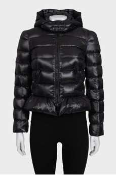 Black fitted jacket with a hood