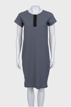 Blue dress with a small print and rhinestones
