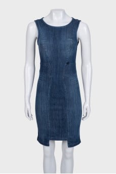 Fitted denim midi dress