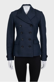 Blue double-breasted jacket with pockets