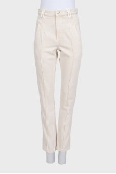 White high-waist straight jeans