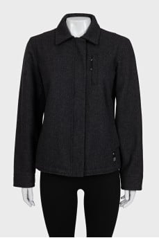 Gray straight jacket with a zipper