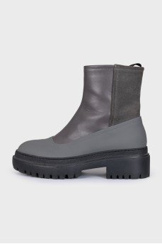 Leather boots with rubber inserts
