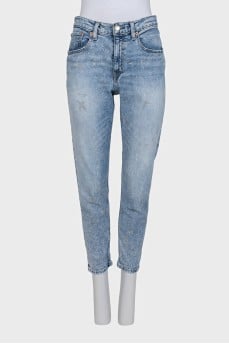Jeans with a paint stain effect