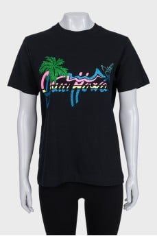 T-shirt with glitter print and tag