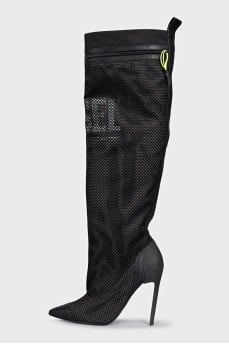 Black mesh boots