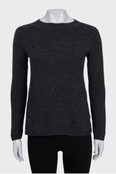 Gray straight jumper made of wool and cashmere