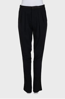 High-waisted straight-leg wool trousers