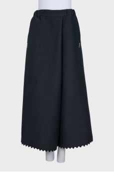 Wide-leg trousers with knitted trim