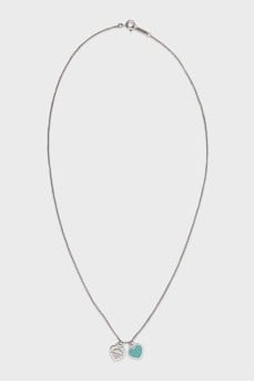 Silver heart-shaped pendant with enamel