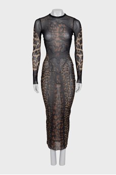 Black animal print maxi dress