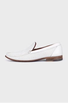 Men's white perforated loafers
