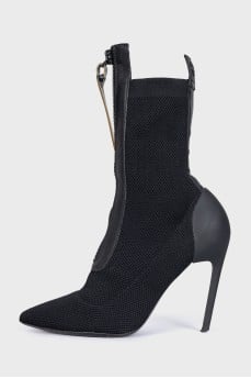Black textile ankle boots