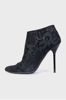 Black suede ankle boots with heels