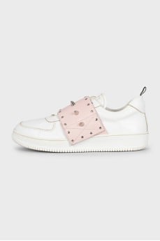 Rockstud leather sneakers