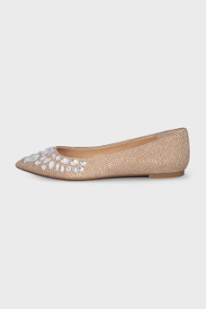 Sparkly ballet flats decorated with crystals