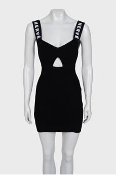 Black dress with logo on straps