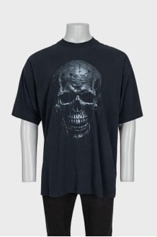 Чоловіча oversize футболка чорного кольору з принтом