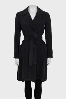 Dark blue cardigan with a belt