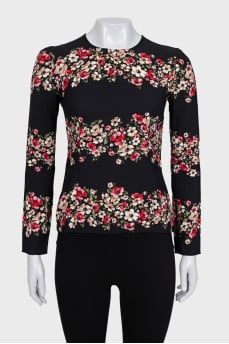 Black blouse with floral print