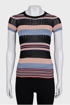 Slim-fitting T-shirt with colorful stripes