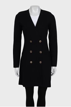 Black cardigan with logo buttons