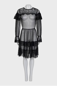 Black lace fitted dress