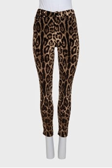 Animal print corduroy trousers