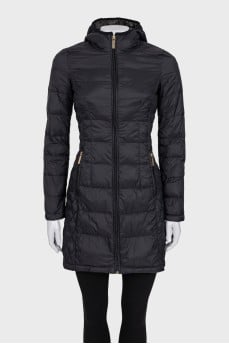 Black fitted jacket with a hood