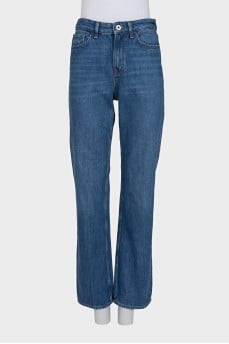 Blue high-waisted loose-fit jeans