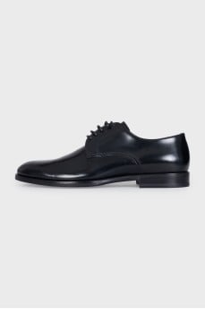 Men's black leather lace-up shoes