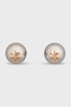 Silver earrings with brand logo
