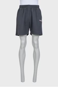 Men's gray straight-leg shorts