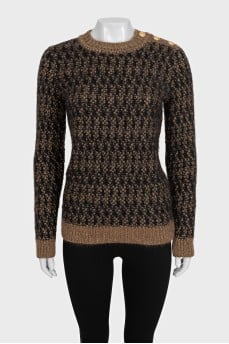 Brown cashmere button-down jumper with tag