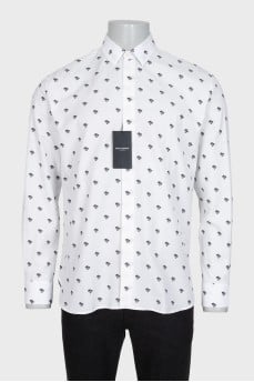 Men's white printed shirt with tag