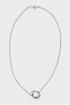Silver necklace with a pendant of two rings