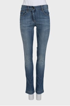 Сині джинси skinny fit з логотипом